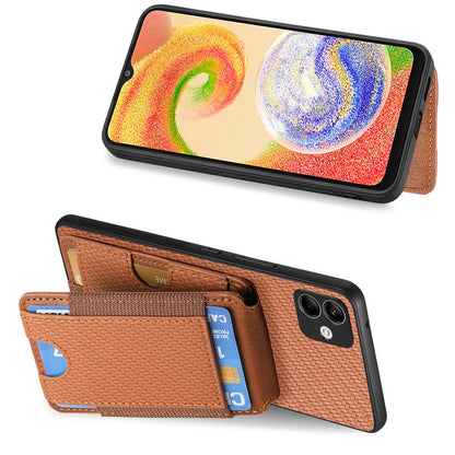 Samsung Galaxy A22 4G Vertical Flip Wallet Stand Phone Case with Carbon Fibre Pattern