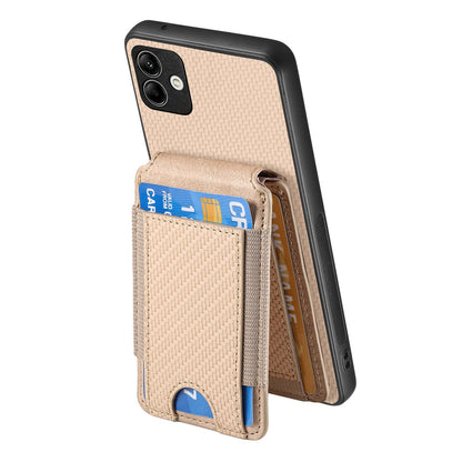 Samsung Galaxy A22 4G Vertical Flip Wallet Stand Phone Case with Carbon Fibre Pattern