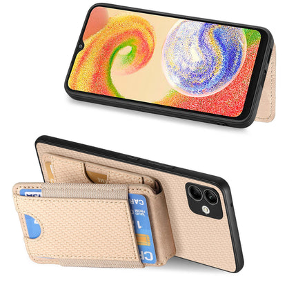 Samsung Galaxy A22 5G Vertical Flip Wallet Stand Phone Case with Carbon Fibre Pattern