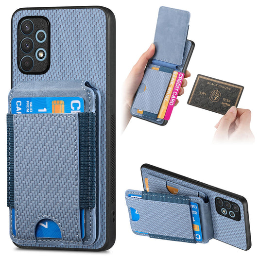 Samsung Galaxy A32 4G Vertical Flip Wallet Stand Phone Case with Carbon Fibre Pattern