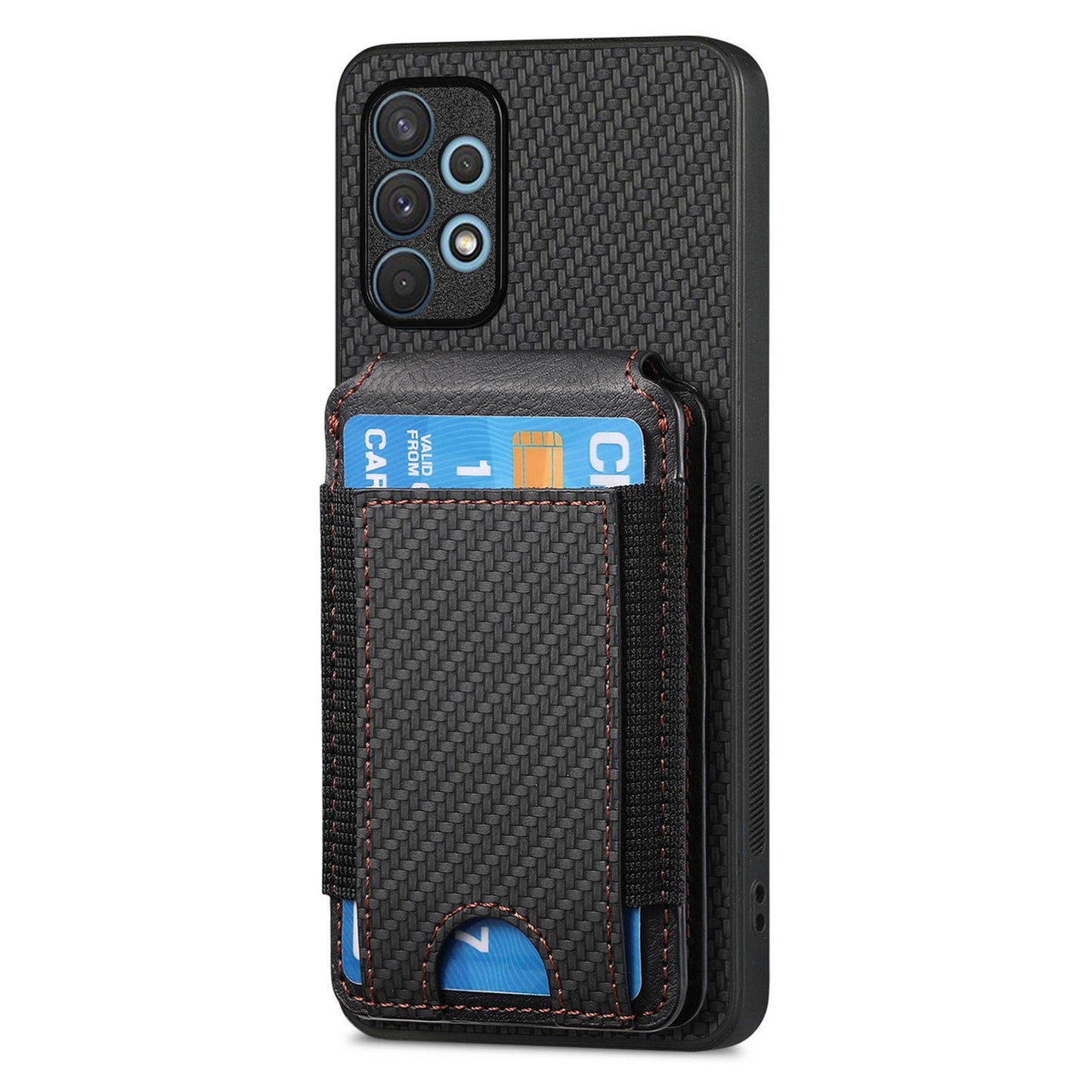 Samsung Galaxy A32 4G Vertical Flip Wallet Stand Phone Case with Carbon Fibre Pattern