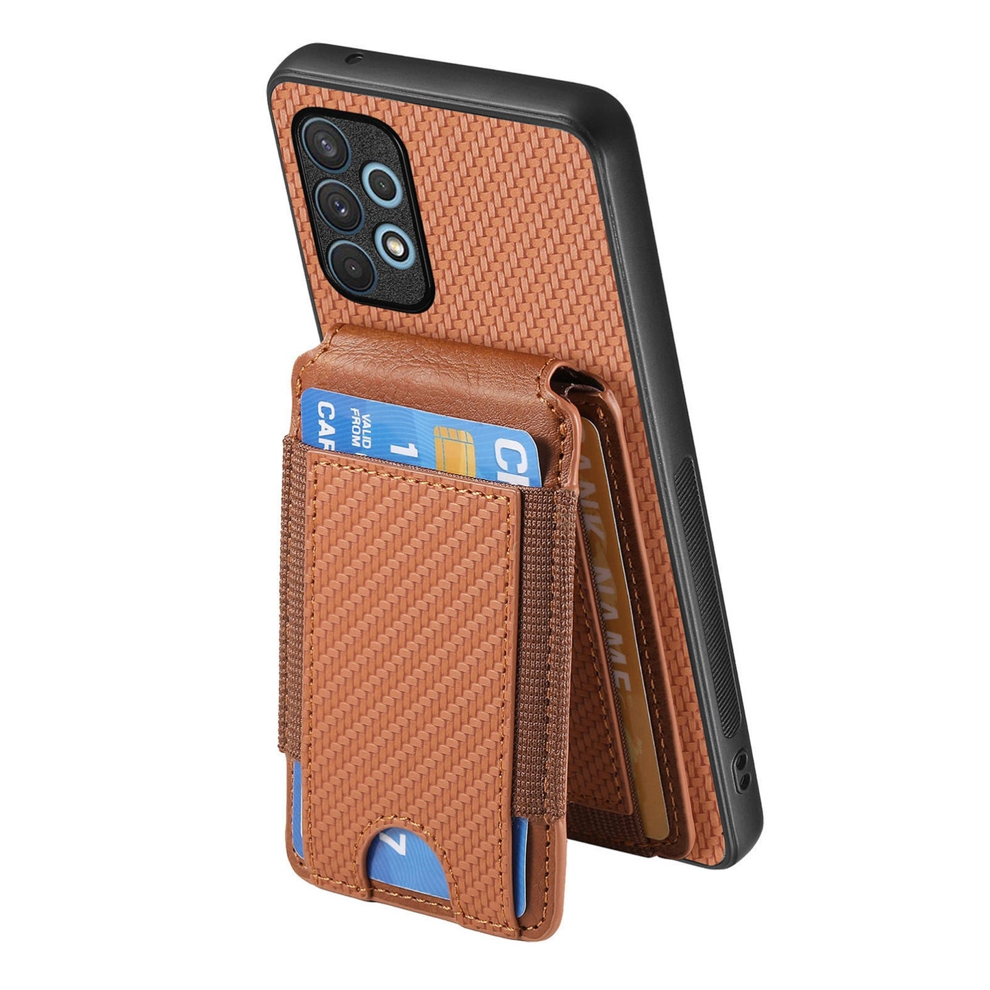 Samsung Galaxy A32 4G Vertical Flip Wallet Stand Phone Case with Carbon Fibre Pattern