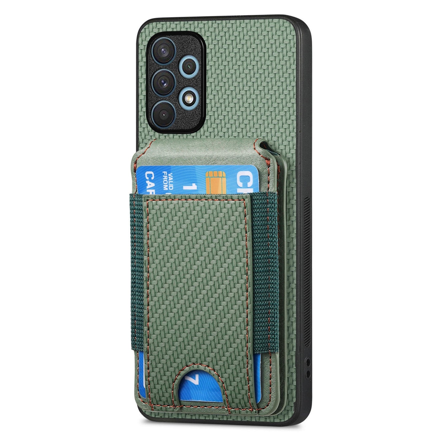 Samsung Galaxy A32 4G Vertical Flip Wallet Stand Phone Case with Carbon Fibre Pattern