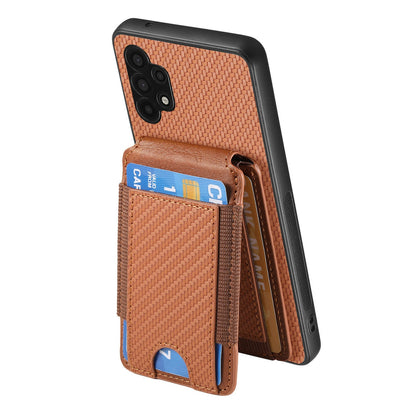 Samsung Galaxy A32 5G Vertical Flip Wallet Stand Phone Case with Carbon Fibre Pattern