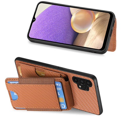 Samsung Galaxy A32 5G Vertical Flip Wallet Stand Phone Case with Carbon Fibre Pattern