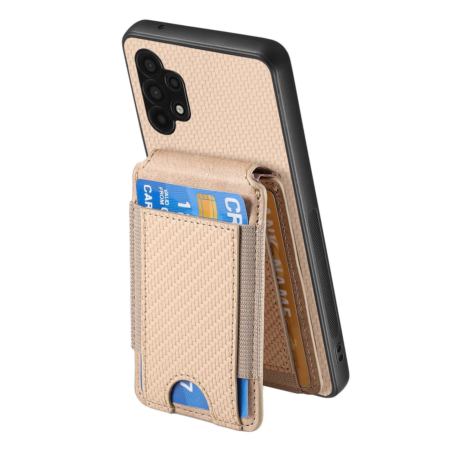 Samsung Galaxy A32 5G Vertical Flip Wallet Stand Phone Case with Carbon Fibre Pattern