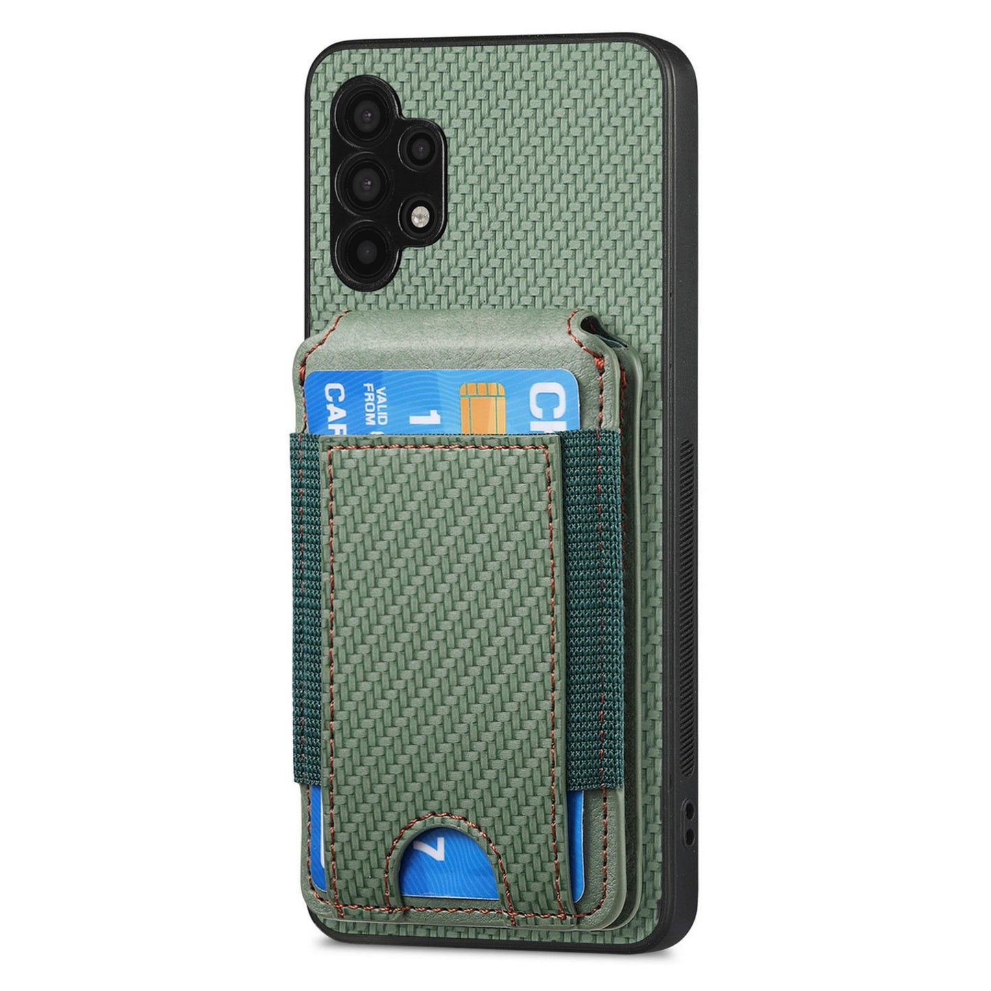 Samsung Galaxy A32 5G Vertical Flip Wallet Stand Phone Case with Carbon Fibre Pattern