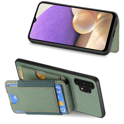 Samsung Galaxy A32 5G Vertical Flip Wallet Stand Phone Case with Carbon Fibre Pattern