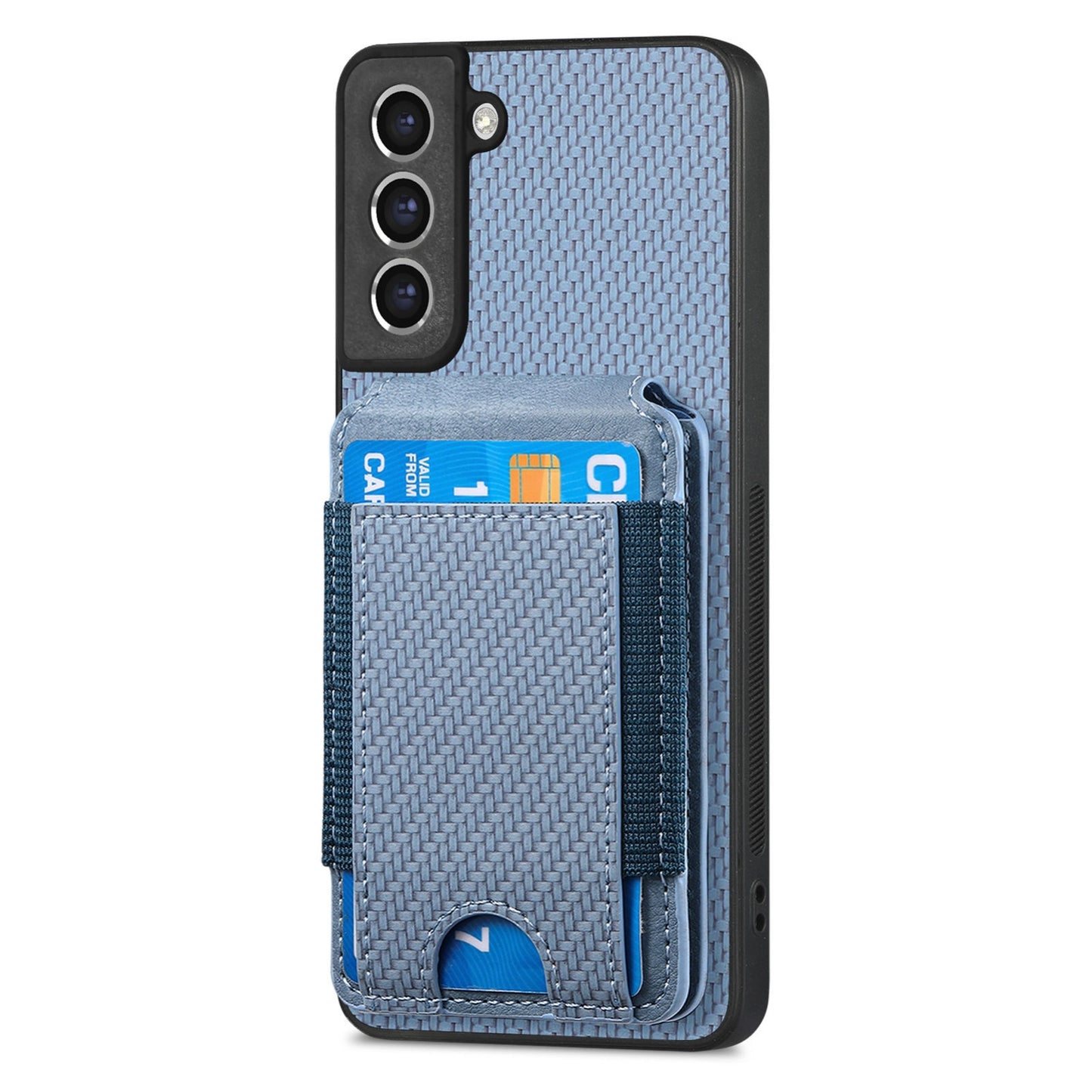 Samsung Galaxy S21 5G Vertical Flip Wallet Stand Phone Case with Carbon Fibre Pattern