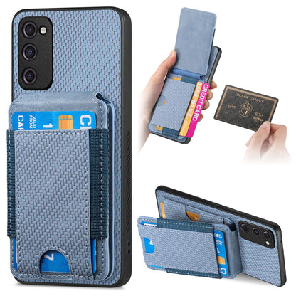 Samsung Galaxy A21s Vertical Flip Wallet Stand Phone Case with Carbon Fibre Pattern