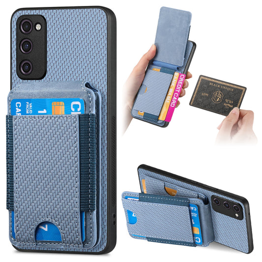 Samsung Galaxy A21s Vertical Flip Wallet Stand Phone Case with Carbon Fibre Pattern
