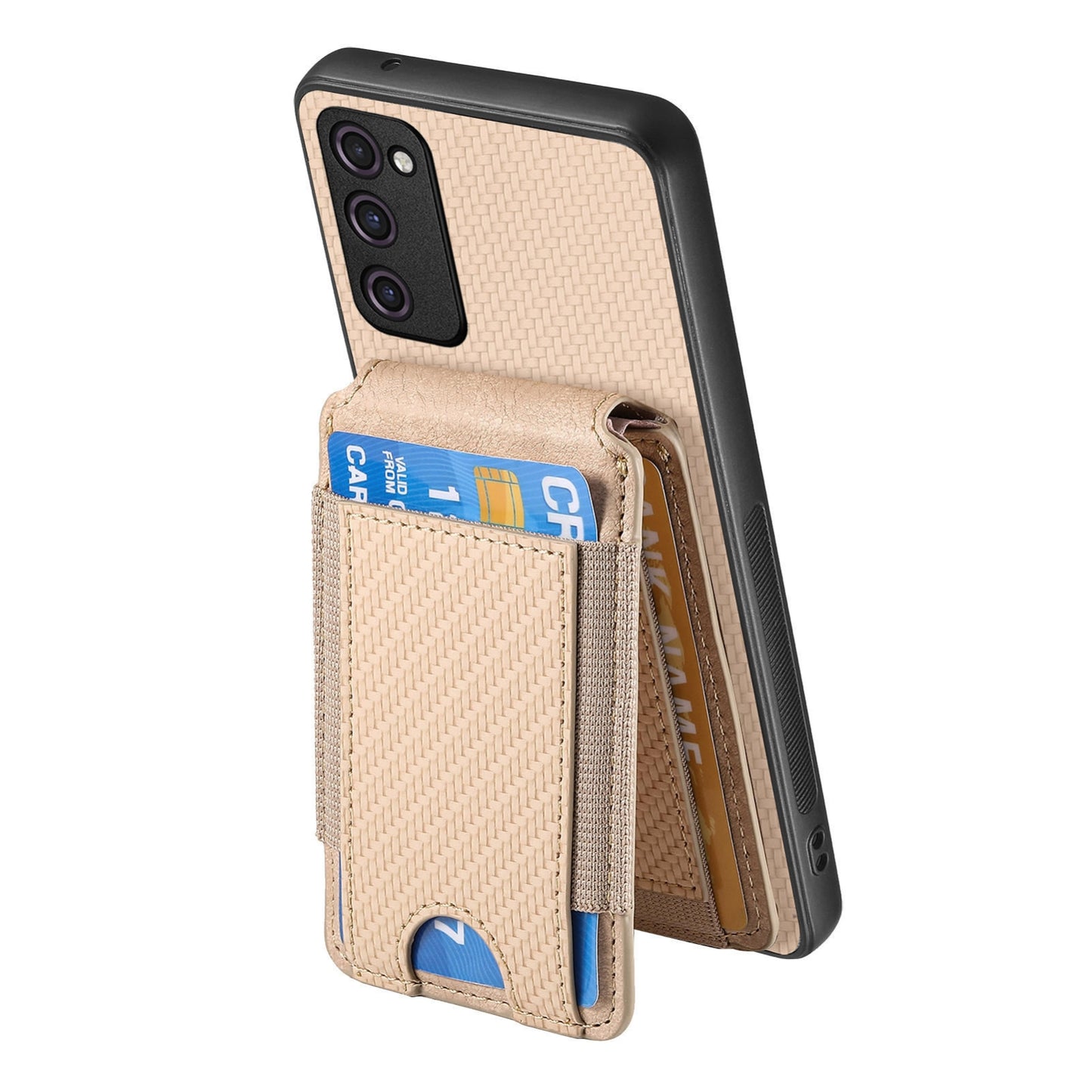 Samsung Galaxy A21s Vertical Flip Wallet Stand Phone Case with Carbon Fibre Pattern