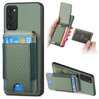 Samsung Galaxy A21s Vertical Flip Wallet Stand Phone Case with Carbon Fibre Pattern