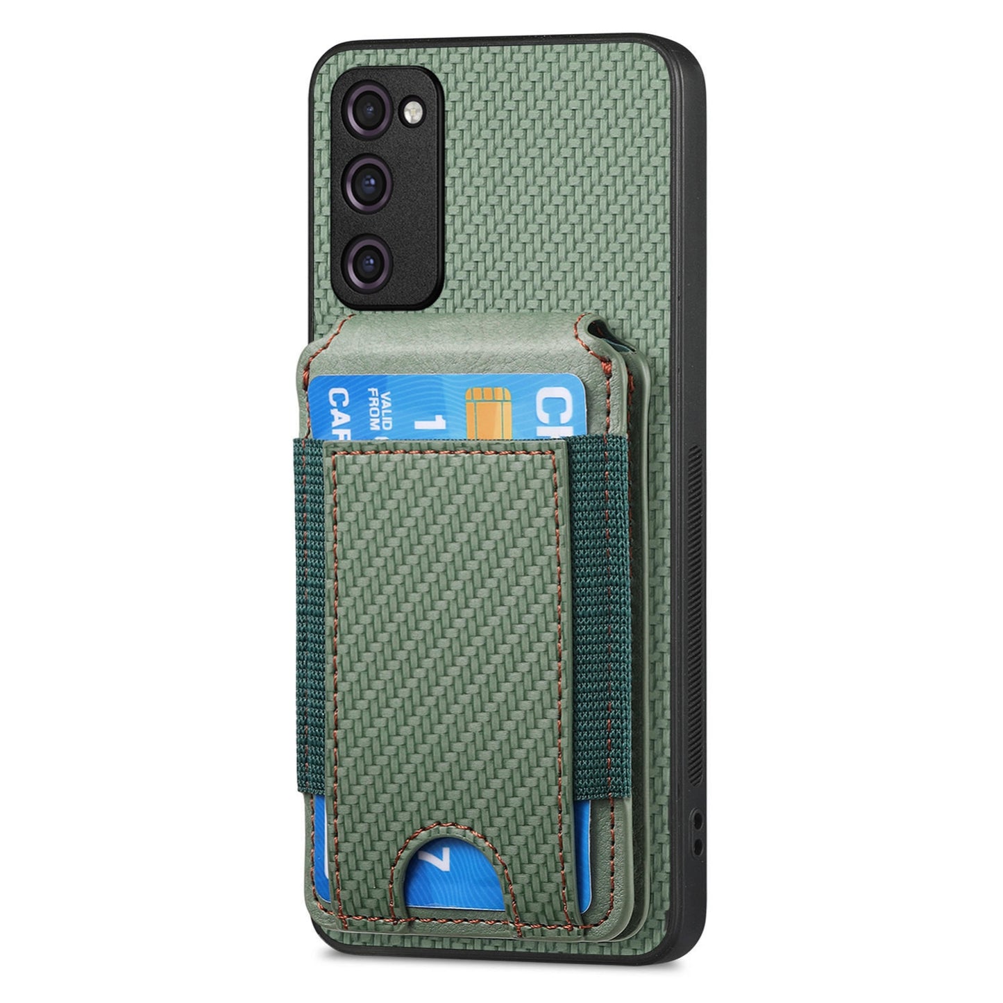 Samsung Galaxy A21s Vertical Flip Wallet Stand Phone Case with Carbon Fibre Pattern
