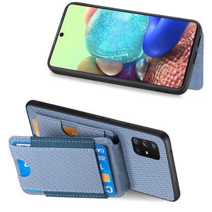 Samsung Galaxy A51 5G Vertical Flip Wallet Stand Phone Case with Carbon Fibre Pattern
