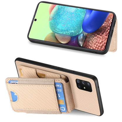 Samsung Galaxy A51 5G Vertical Flip Wallet Stand Phone Case with Carbon Fibre Pattern