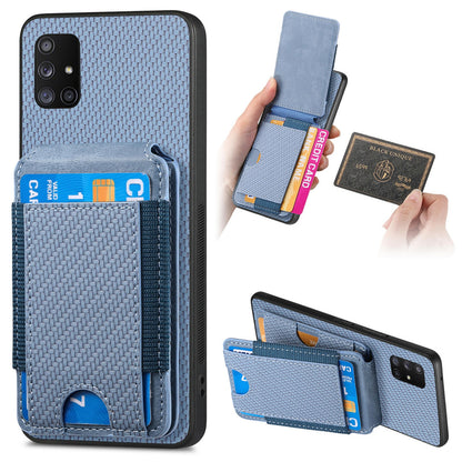 Samsung Galaxy A71 5G Vertical Flip Wallet Stand Phone Case with Carbon Fibre Pattern
