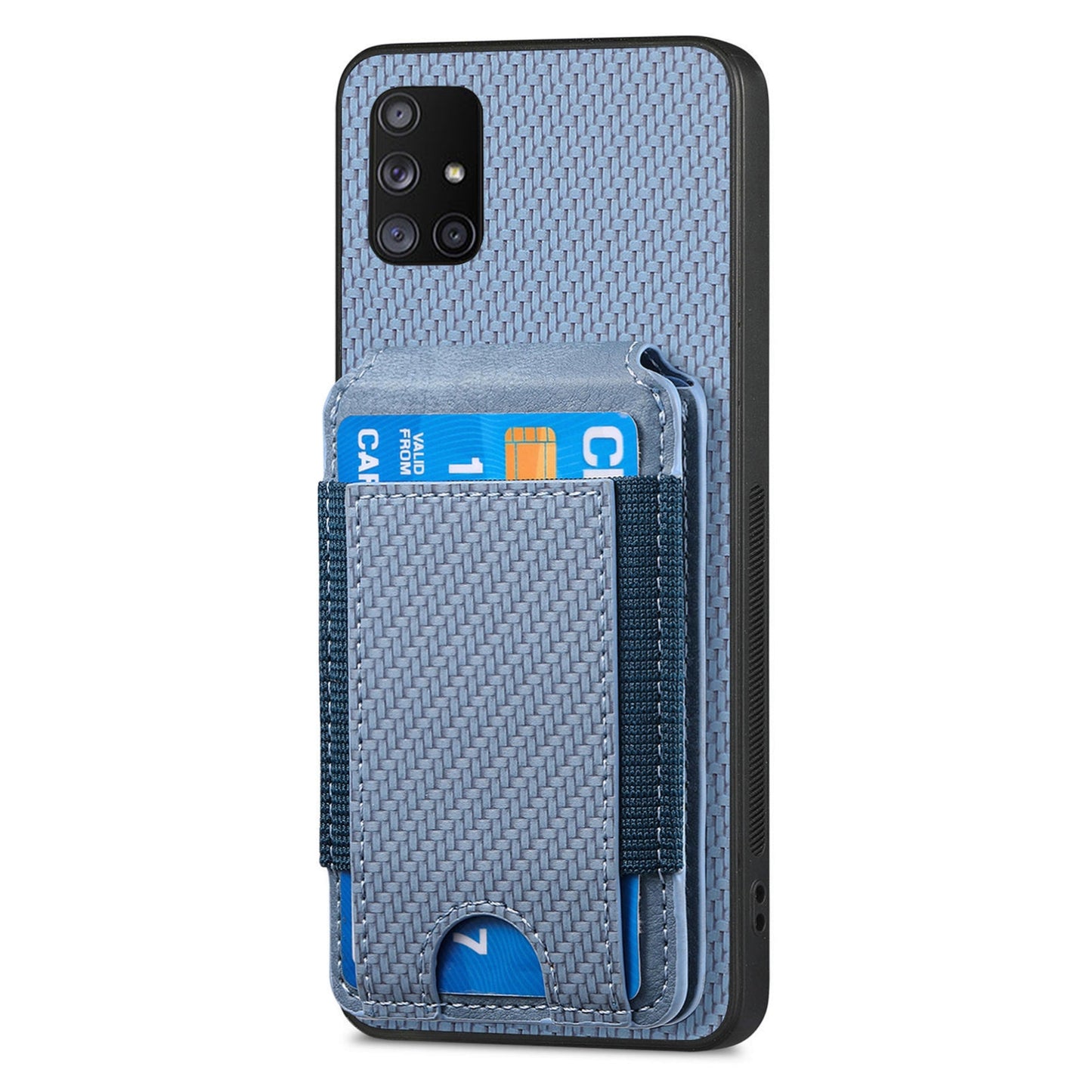 Samsung Galaxy A71 5G Vertical Flip Wallet Stand Phone Case with Carbon Fibre Pattern