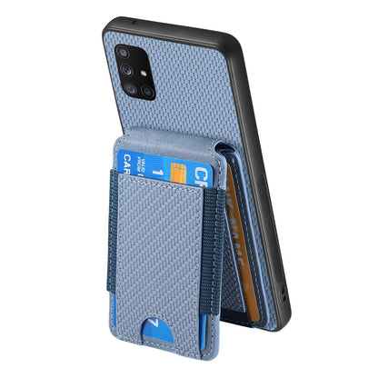 Samsung Galaxy A71 5G Vertical Flip Wallet Stand Phone Case with Carbon Fibre Pattern