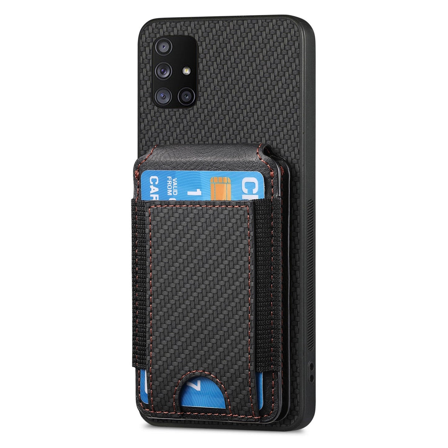 Samsung Galaxy A71 5G Vertical Flip Wallet Stand Phone Case with Carbon Fibre Pattern