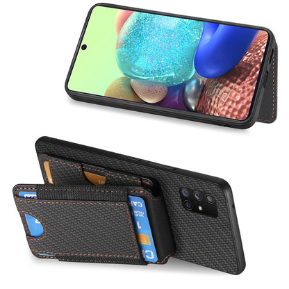 Samsung Galaxy A71 5G Vertical Flip Wallet Stand Phone Case with Carbon Fibre Pattern