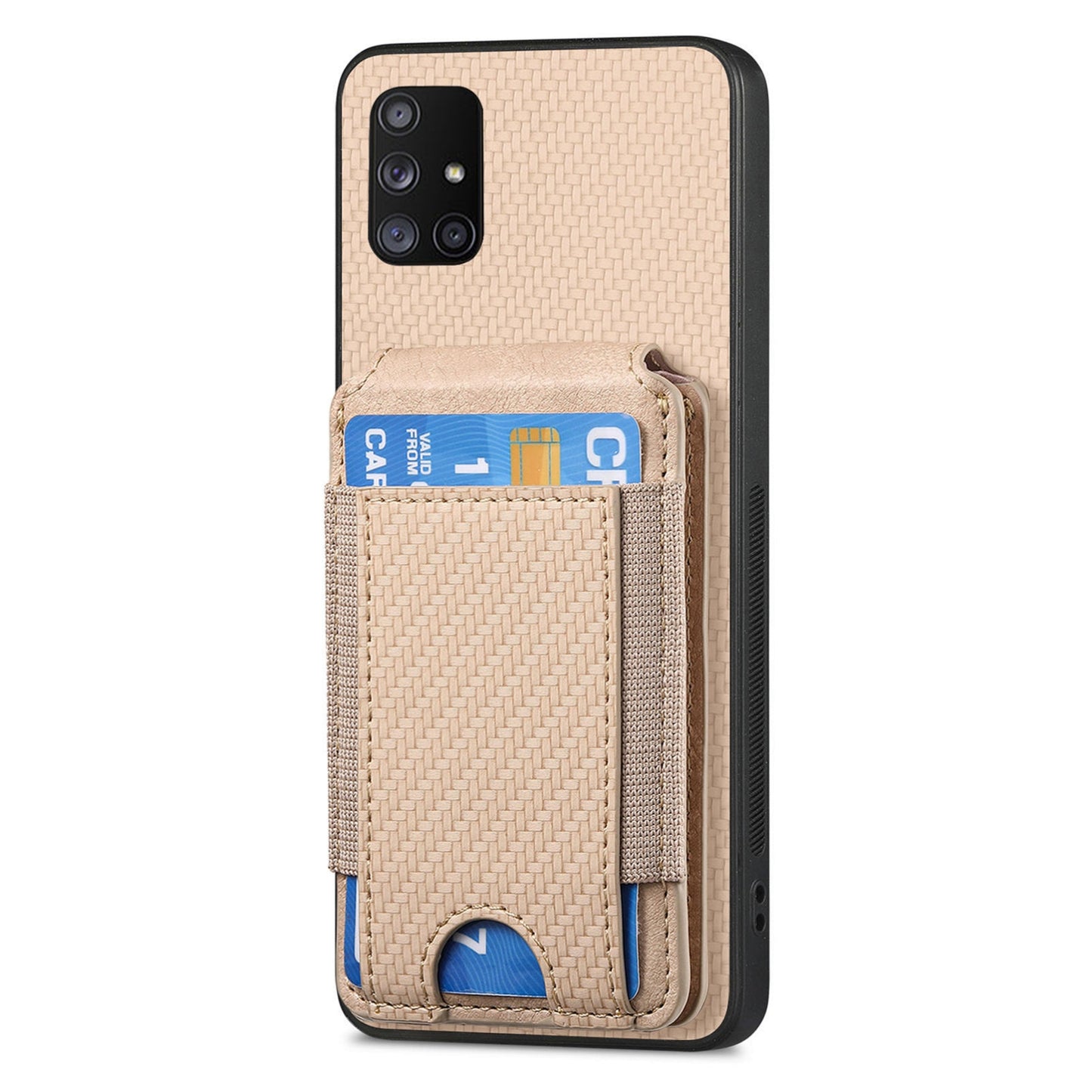 Samsung Galaxy A71 5G Vertical Flip Wallet Stand Phone Case with Carbon Fibre Pattern