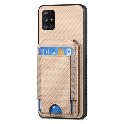 Samsung Galaxy A71 5G Vertical Flip Wallet Stand Phone Case with Carbon Fibre Pattern