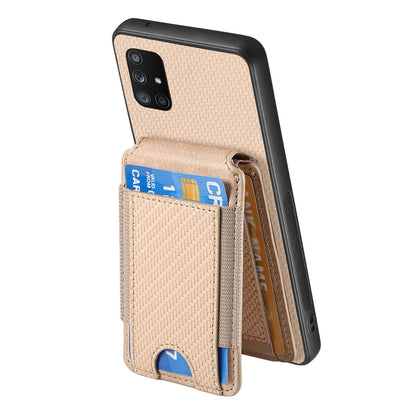 Samsung Galaxy A71 5G Vertical Flip Wallet Stand Phone Case with Carbon Fibre Pattern