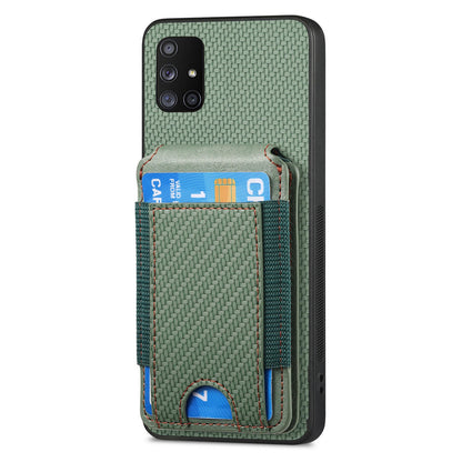 Samsung Galaxy A71 5G Vertical Flip Wallet Stand Phone Case with Carbon Fibre Pattern