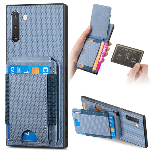 Samsung Galaxy Note10 Vertical Flip Wallet Stand Phone Case with Carbon Fibre Pattern