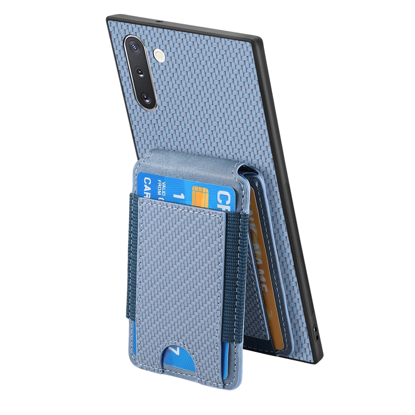 Samsung Galaxy Note10 Vertical Flip Wallet Stand Phone Case with Carbon Fibre Pattern
