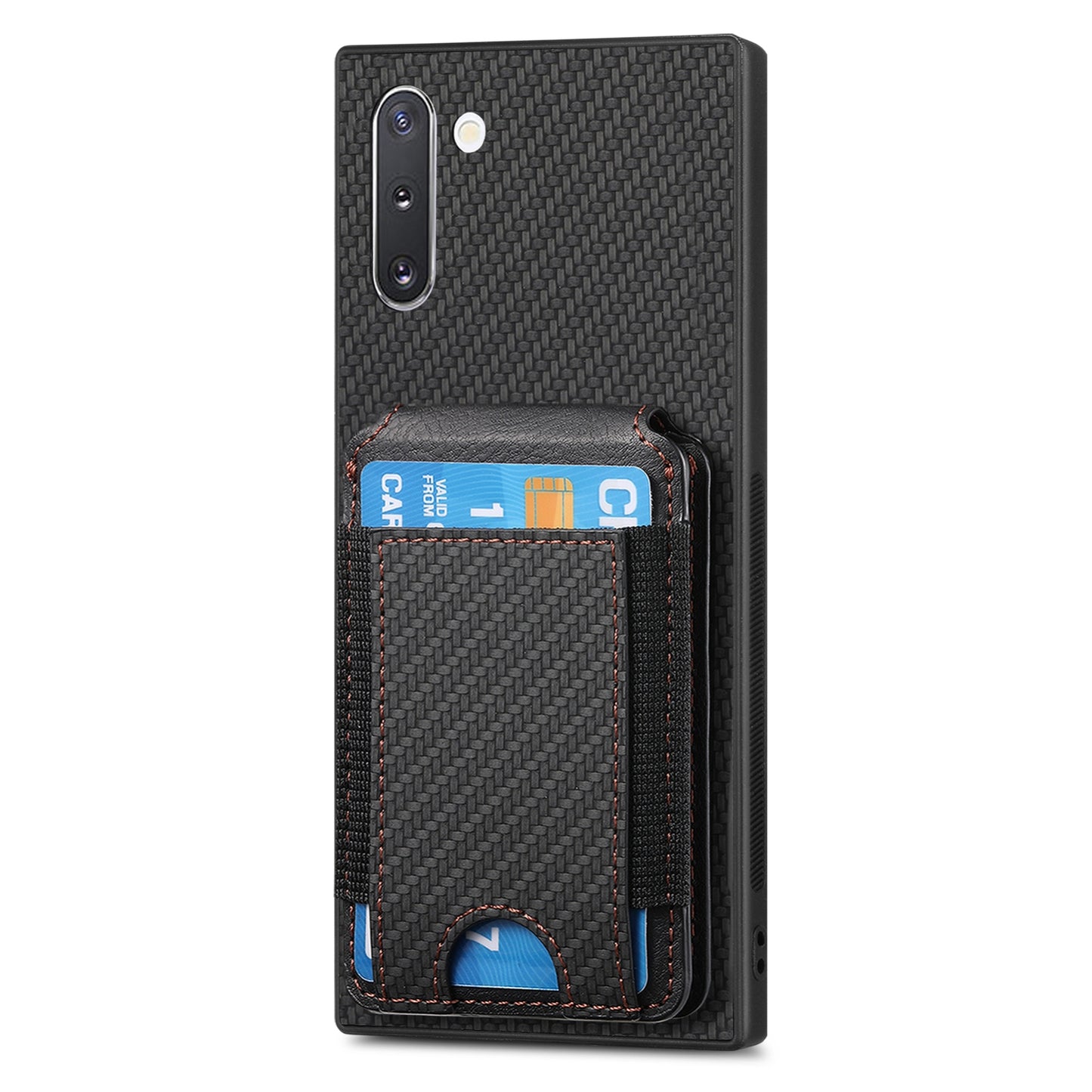 Samsung Galaxy Note10 Vertical Flip Wallet Stand Phone Case with Carbon Fibre Pattern