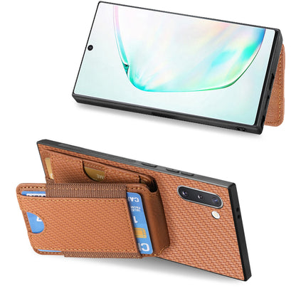 Samsung Galaxy Note10 Vertical Flip Wallet Stand Phone Case with Carbon Fibre Pattern
