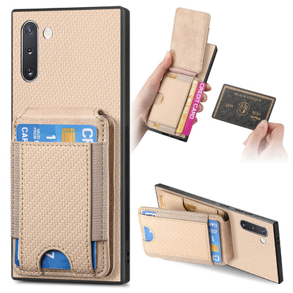 Samsung Galaxy Note10 Vertical Flip Wallet Stand Phone Case with Carbon Fibre Pattern