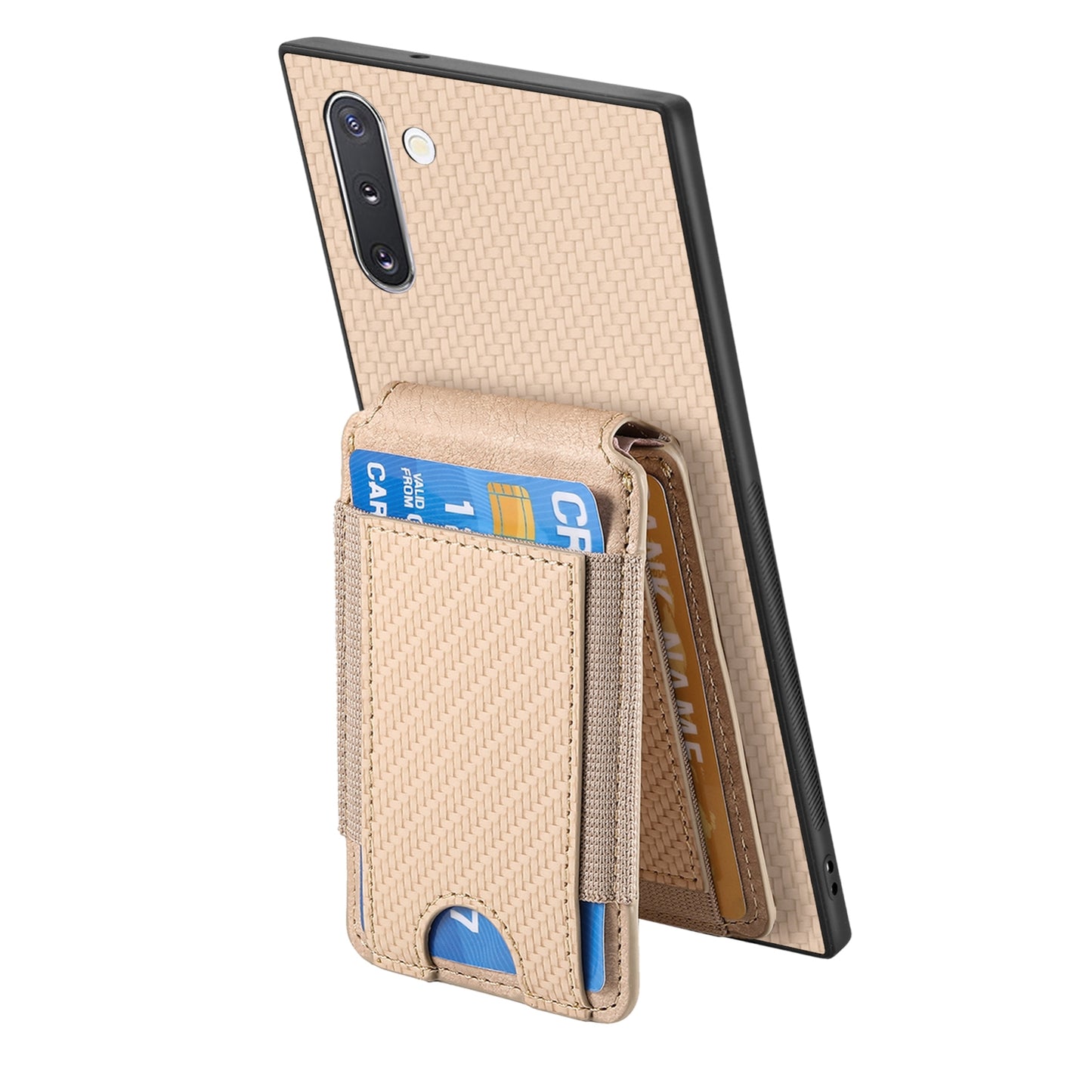Samsung Galaxy Note10 Vertical Flip Wallet Stand Phone Case with Carbon Fibre Pattern