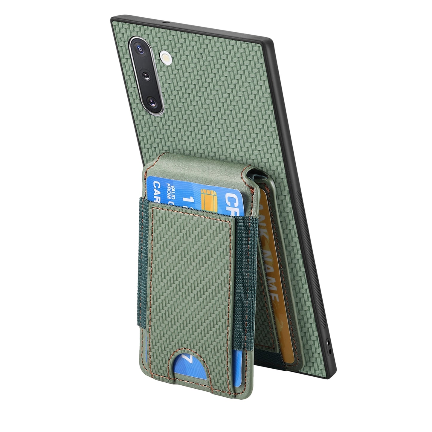 Samsung Galaxy Note10 Vertical Flip Wallet Stand Phone Case with Carbon Fibre Pattern