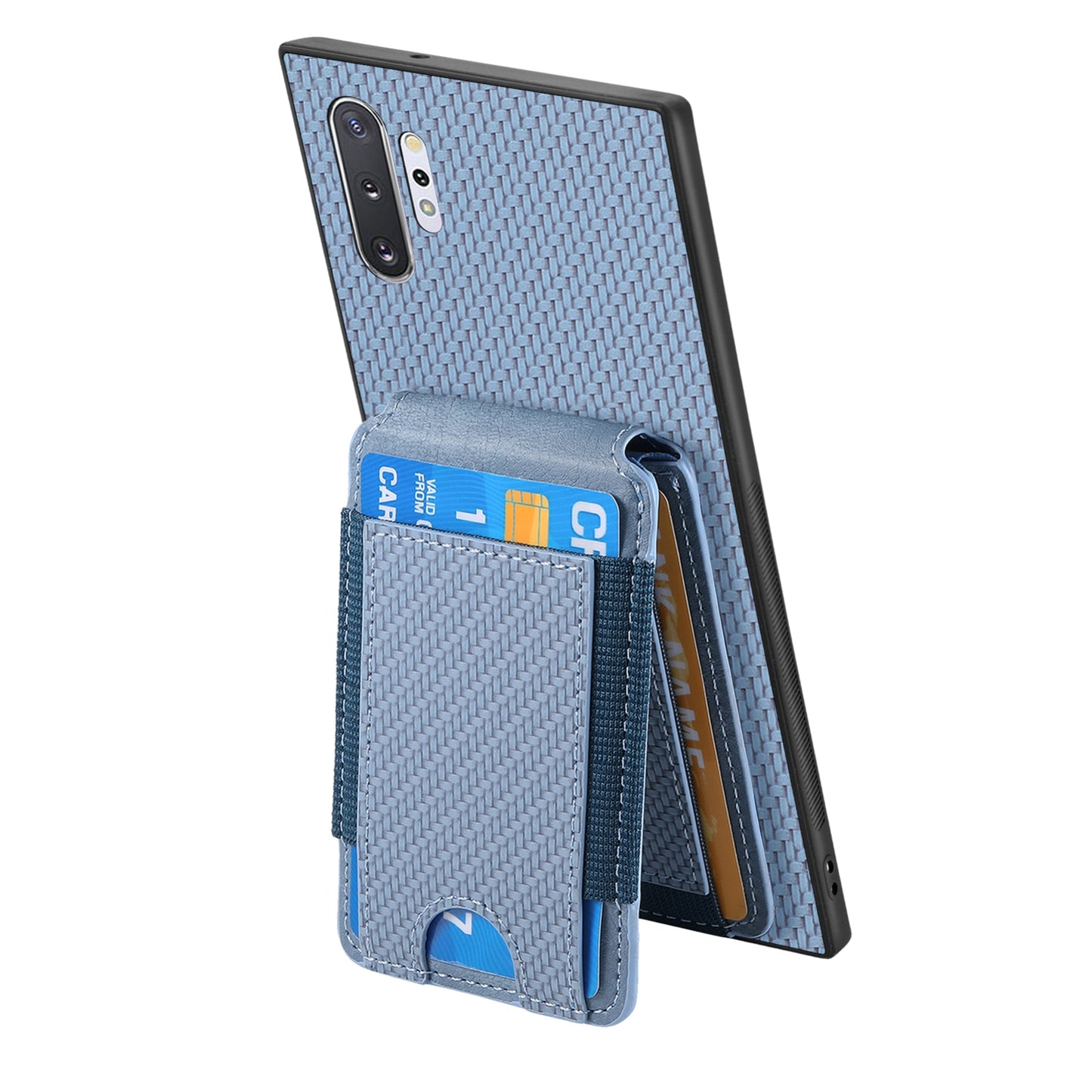 Samsung Galaxy Note10+ Vertical Flip Wallet Stand Phone Case with Carbon Fibre Pattern