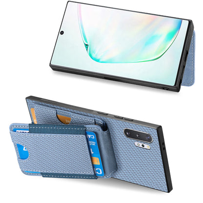 Samsung Galaxy Note10+ Vertical Flip Wallet Stand Phone Case with Carbon Fibre Pattern