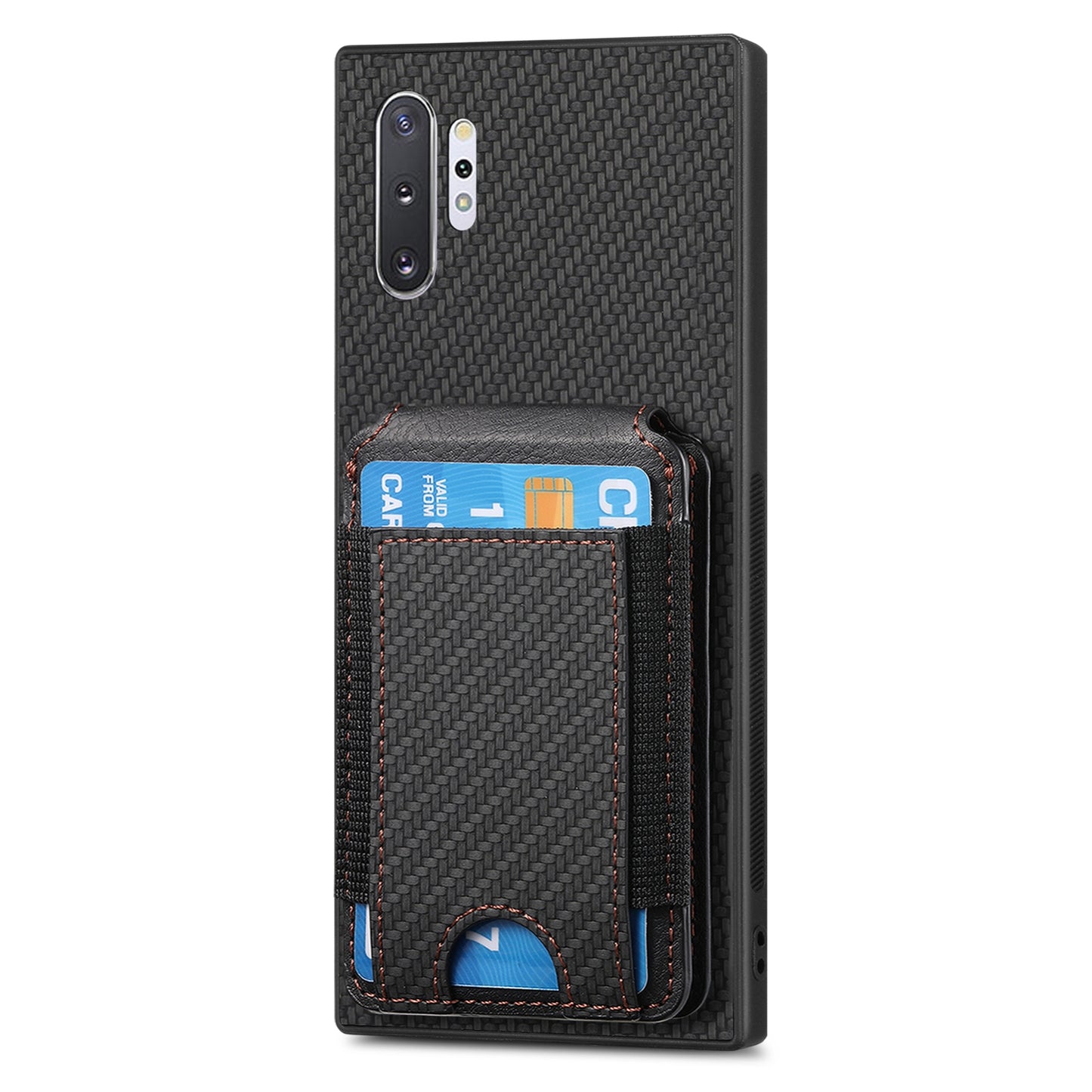 Samsung Galaxy Note10+ Vertical Flip Wallet Stand Phone Case with Carbon Fibre Pattern