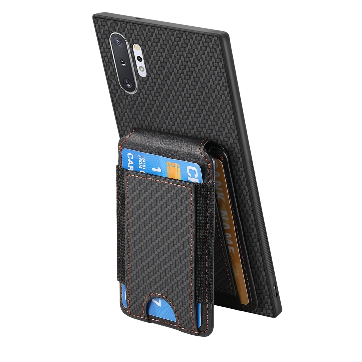 Samsung Galaxy Note10+ Vertical Flip Wallet Stand Phone Case with Carbon Fibre Pattern