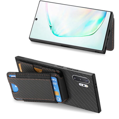 Samsung Galaxy Note10+ Vertical Flip Wallet Stand Phone Case with Carbon Fibre Pattern