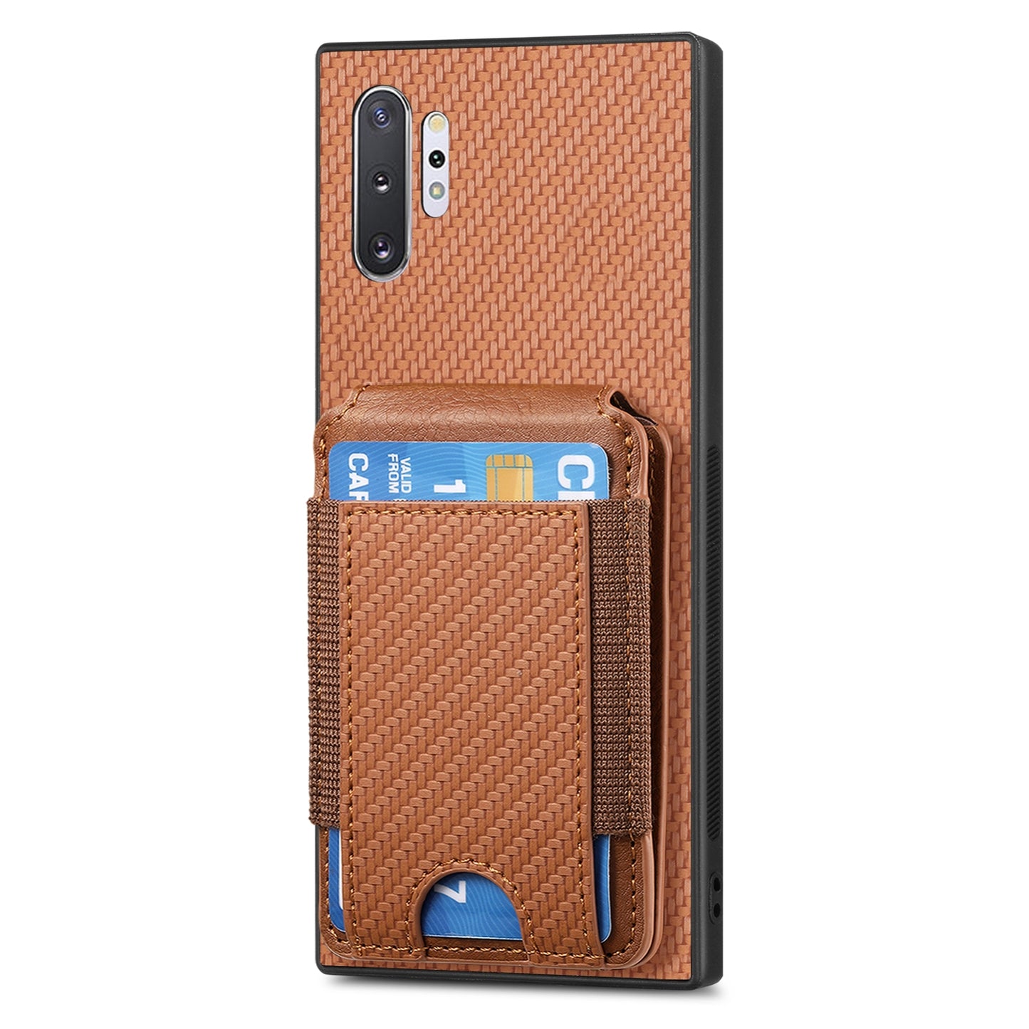 Samsung Galaxy Note10+ Vertical Flip Wallet Stand Phone Case with Carbon Fibre Pattern
