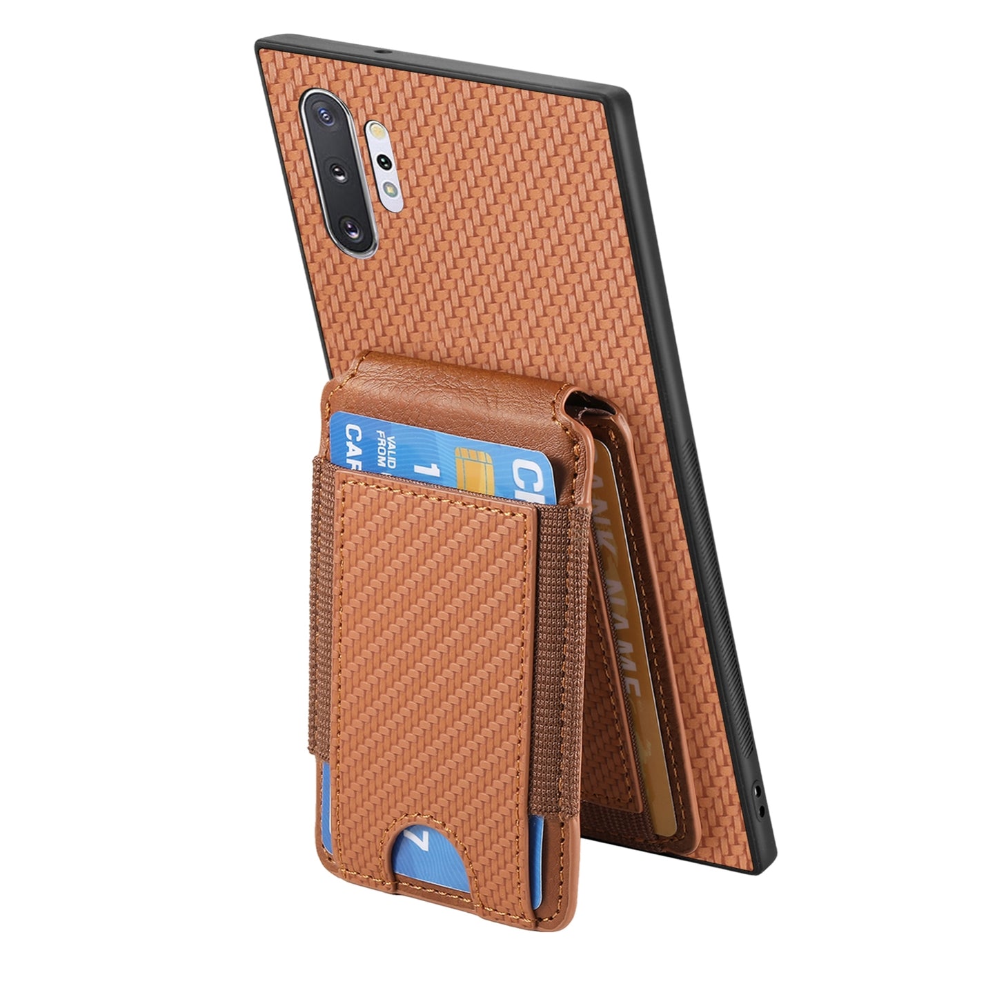 Samsung Galaxy Note10+ Vertical Flip Wallet Stand Phone Case with Carbon Fibre Pattern