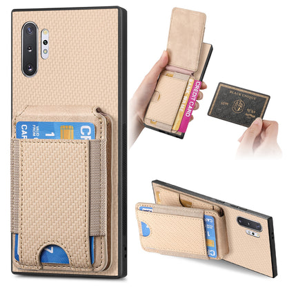 Samsung Galaxy Note10+ Vertical Flip Wallet Stand Phone Case with Carbon Fibre Pattern