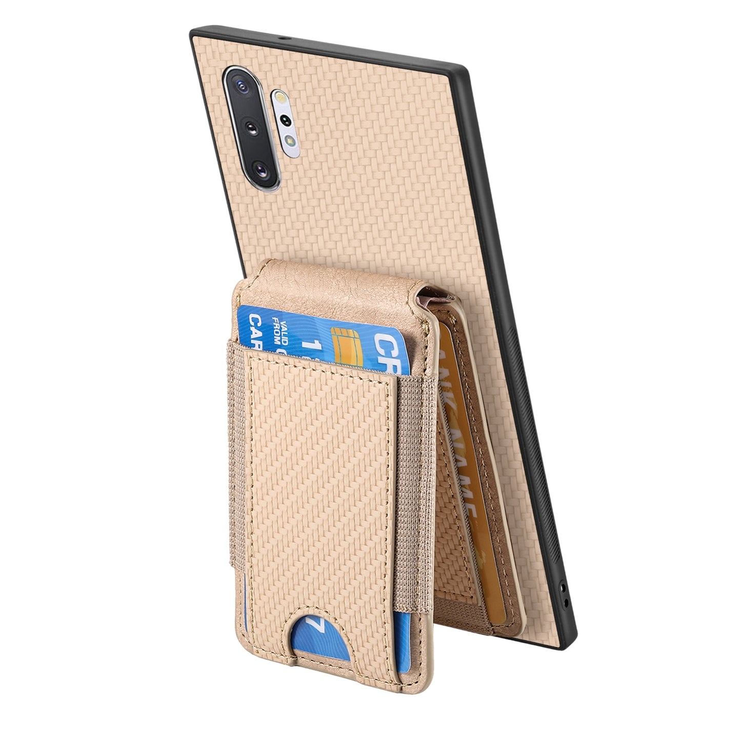 Samsung Galaxy Note10+ Vertical Flip Wallet Stand Phone Case with Carbon Fibre Pattern