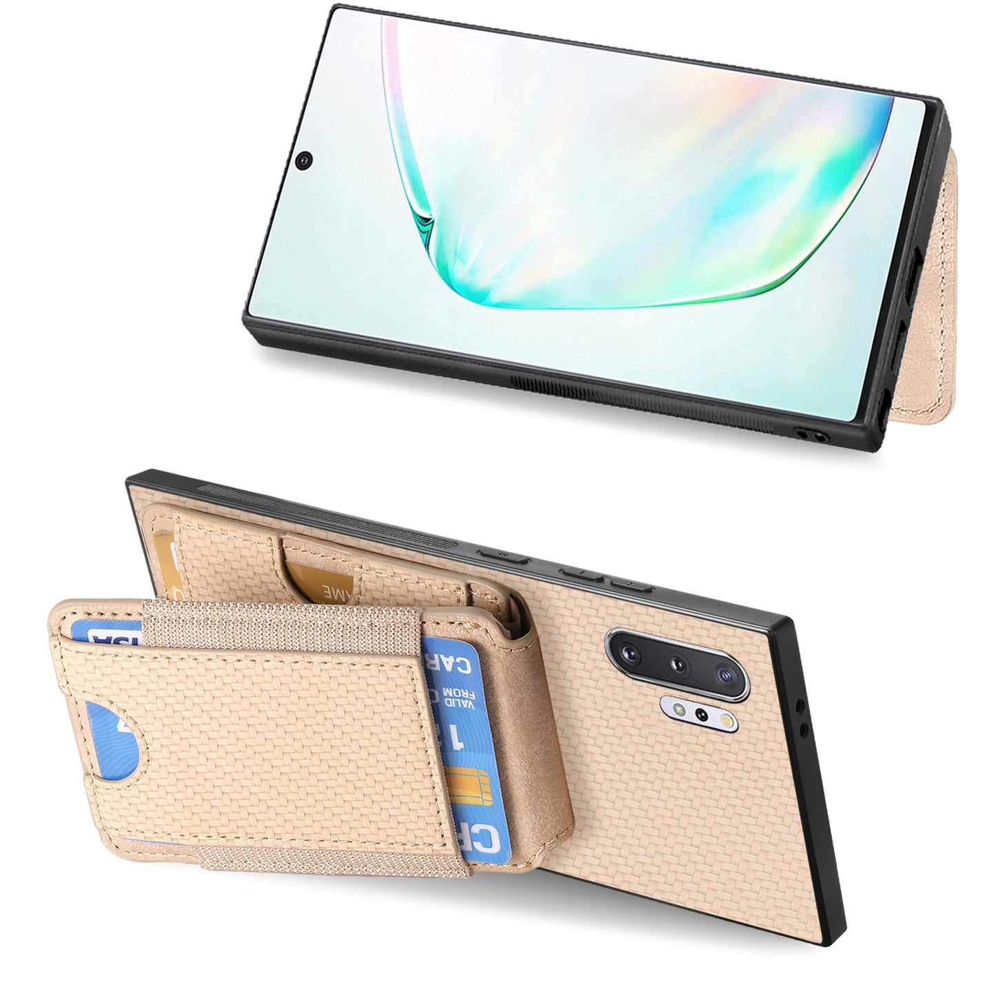 Samsung Galaxy Note10+ Vertical Flip Wallet Stand Phone Case with Carbon Fibre Pattern