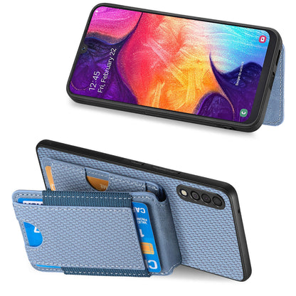 Samsung Galaxy A10 Vertical Flip Wallet Stand Phone Case with Carbon Fibre Pattern