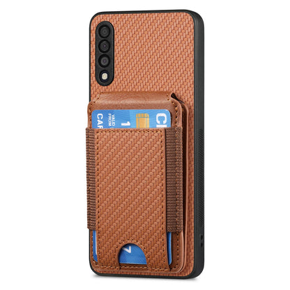 Samsung Galaxy A10 Vertical Flip Wallet Stand Phone Case with Carbon Fibre Pattern
