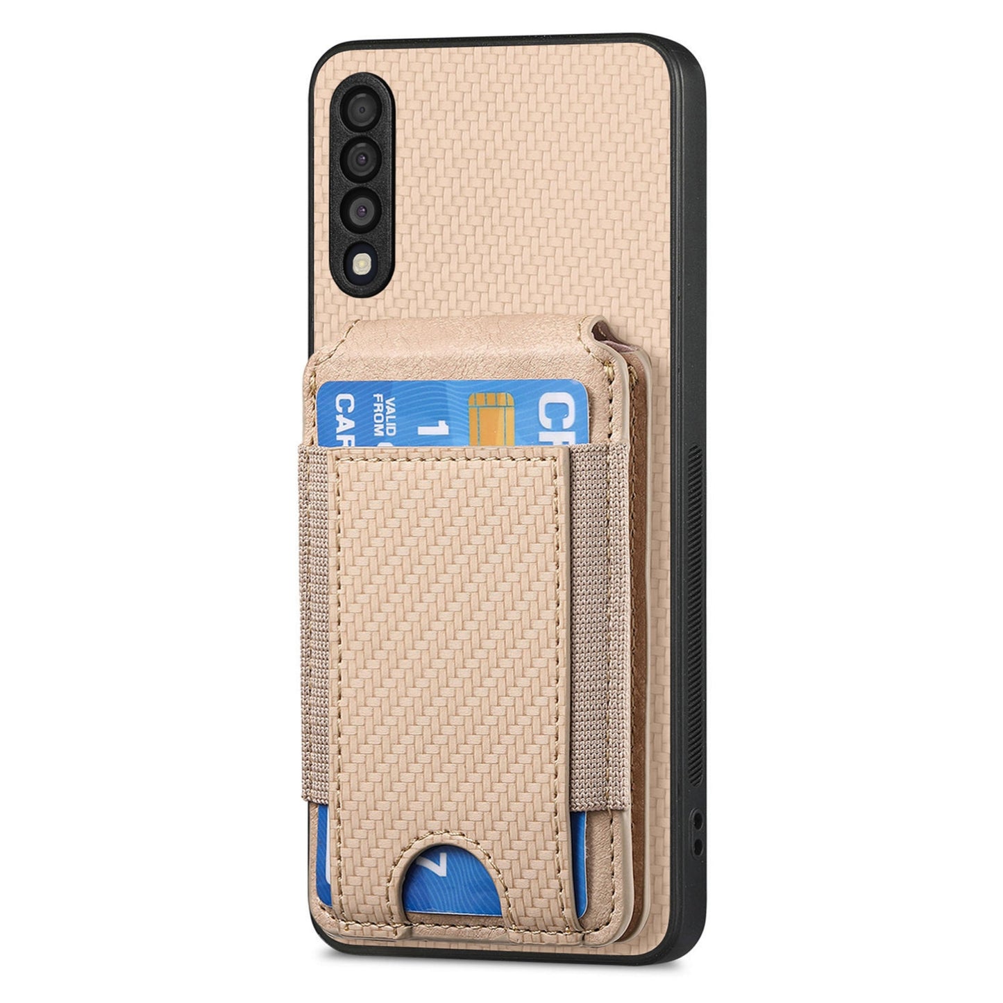 Samsung Galaxy A10 Vertical Flip Wallet Stand Phone Case with Carbon Fibre Pattern