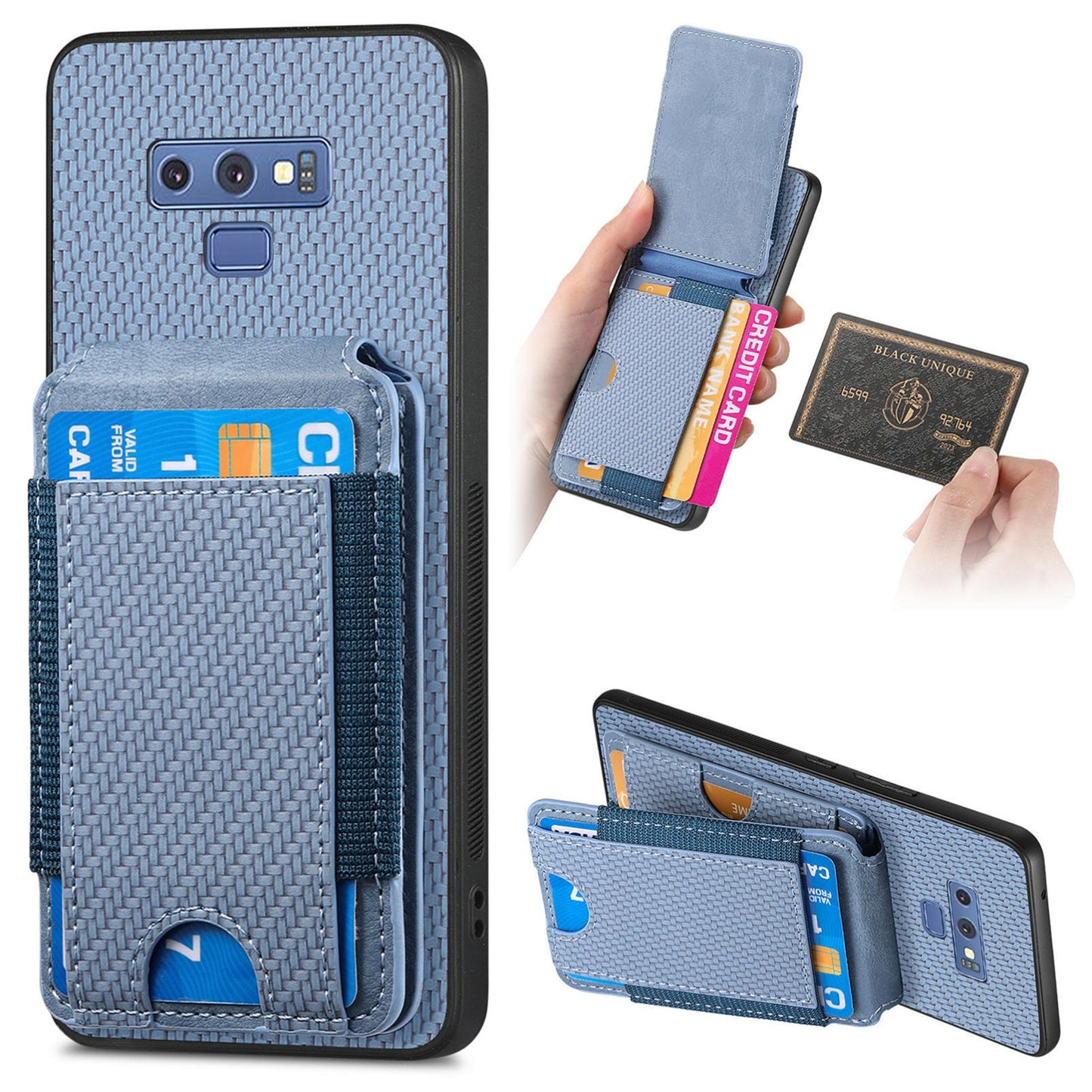 Samsung Galaxy S10e Vertical Flip Wallet Stand Phone Case with Carbon Fibre Pattern